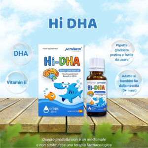 HI DHA 20 ml – supporta l’integrazione di DHA per l’organismo.